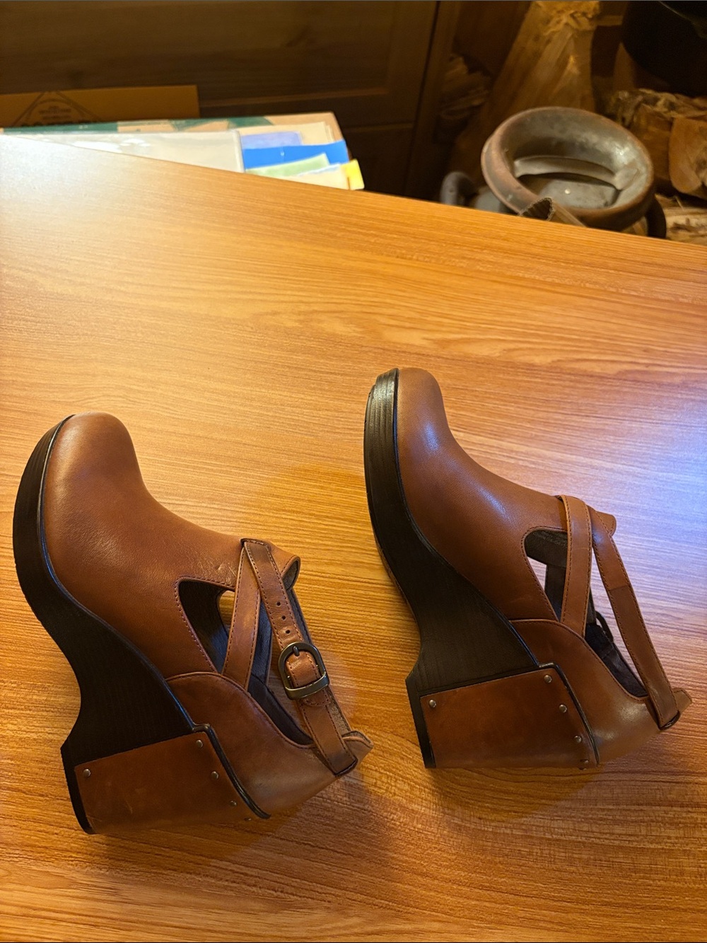 Dansko Brown Leather Ankle Strap Booties - Picture 4 of 7